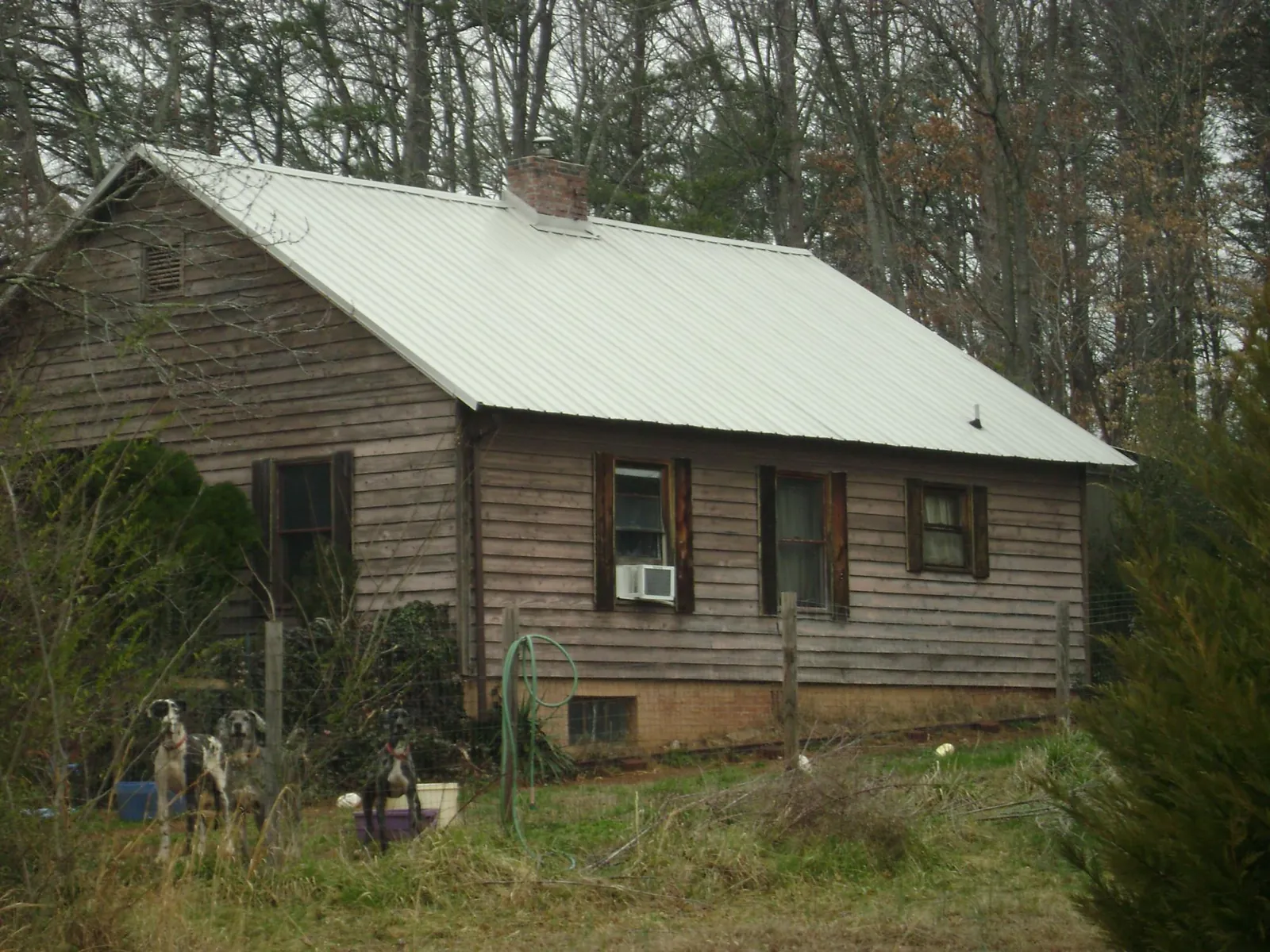 White metal roof on an old wood sided farmhouse, from a Asphalt Shingle Roof Repair job in Colton